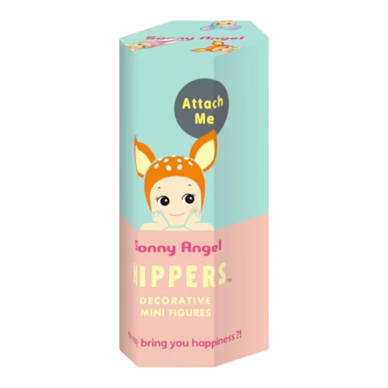 Sonny Angel HIPPERS Animals Series blind box with deer-themed hat, PVC collectible figure for flat surface attachment.
