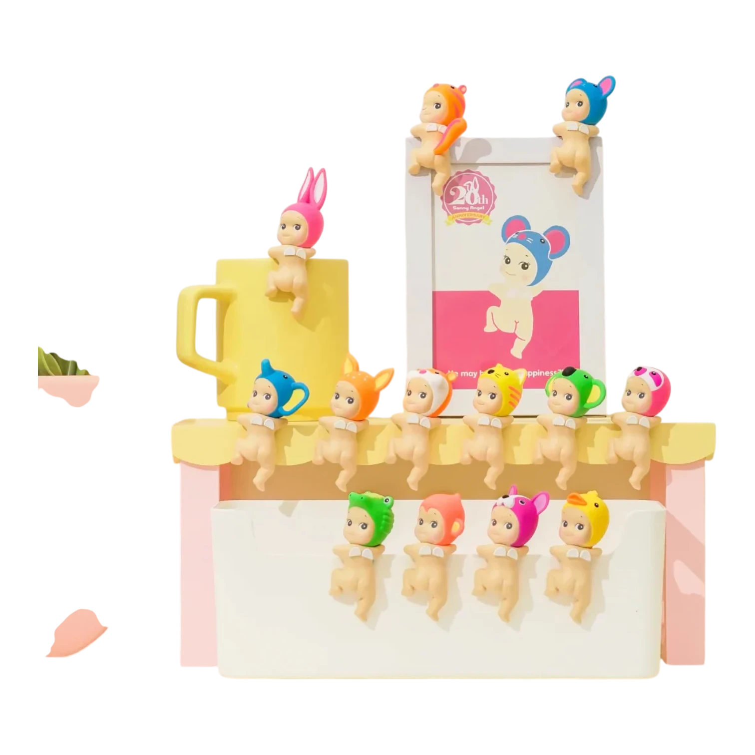 Squish Planet Sonny Angel HIPPERS Looking Back Series blind box collectible figures in various animal-themed hats.