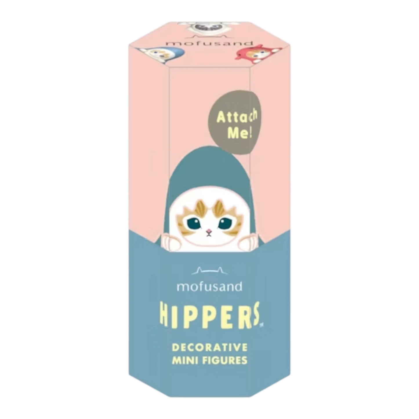 Squish Planet Sonny Angel Mofusand HIPPERS blind box featuring a cute cat character in a blue hood, perfect for decorating laptops and phones.