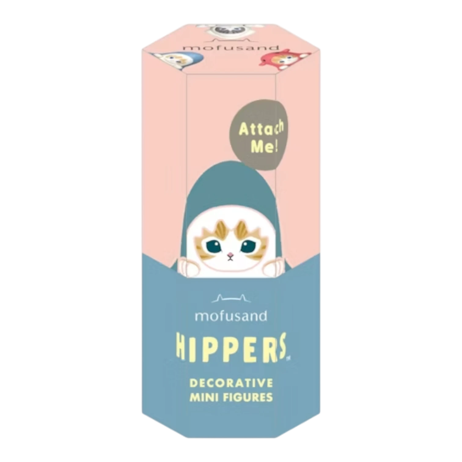 Squish Planet Sonny Angel Mofusand HIPPERS blind box featuring a cute cat character in a blue hood, perfect for decorating laptops and phones.