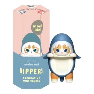 Squish Planet Sonny Angel Mofusand HIPPERS decorative mini figure, a blue penguin-themed cat character with orange and white markings.