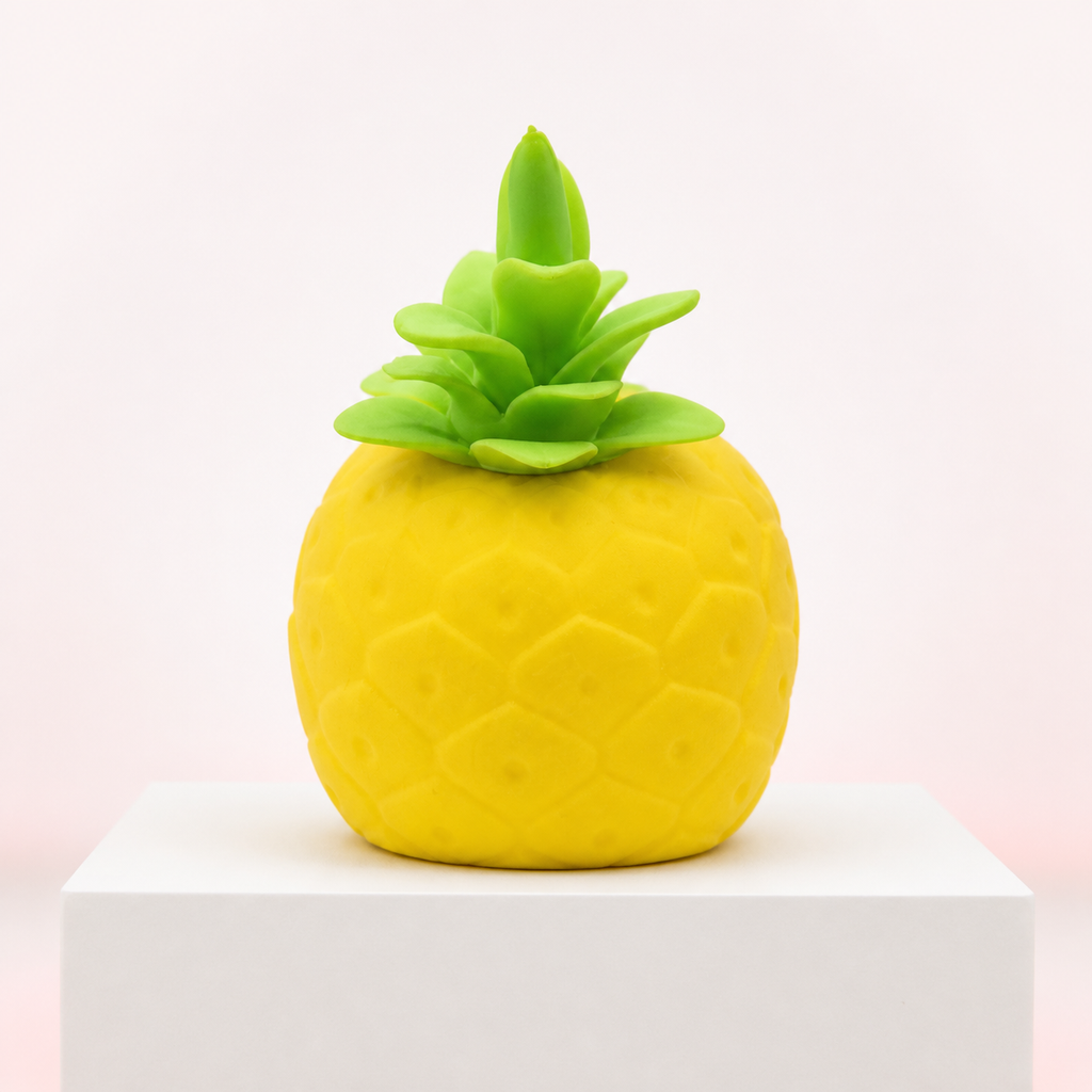 Yellow Squeeezy Pineapple sensory toy, product-only front view