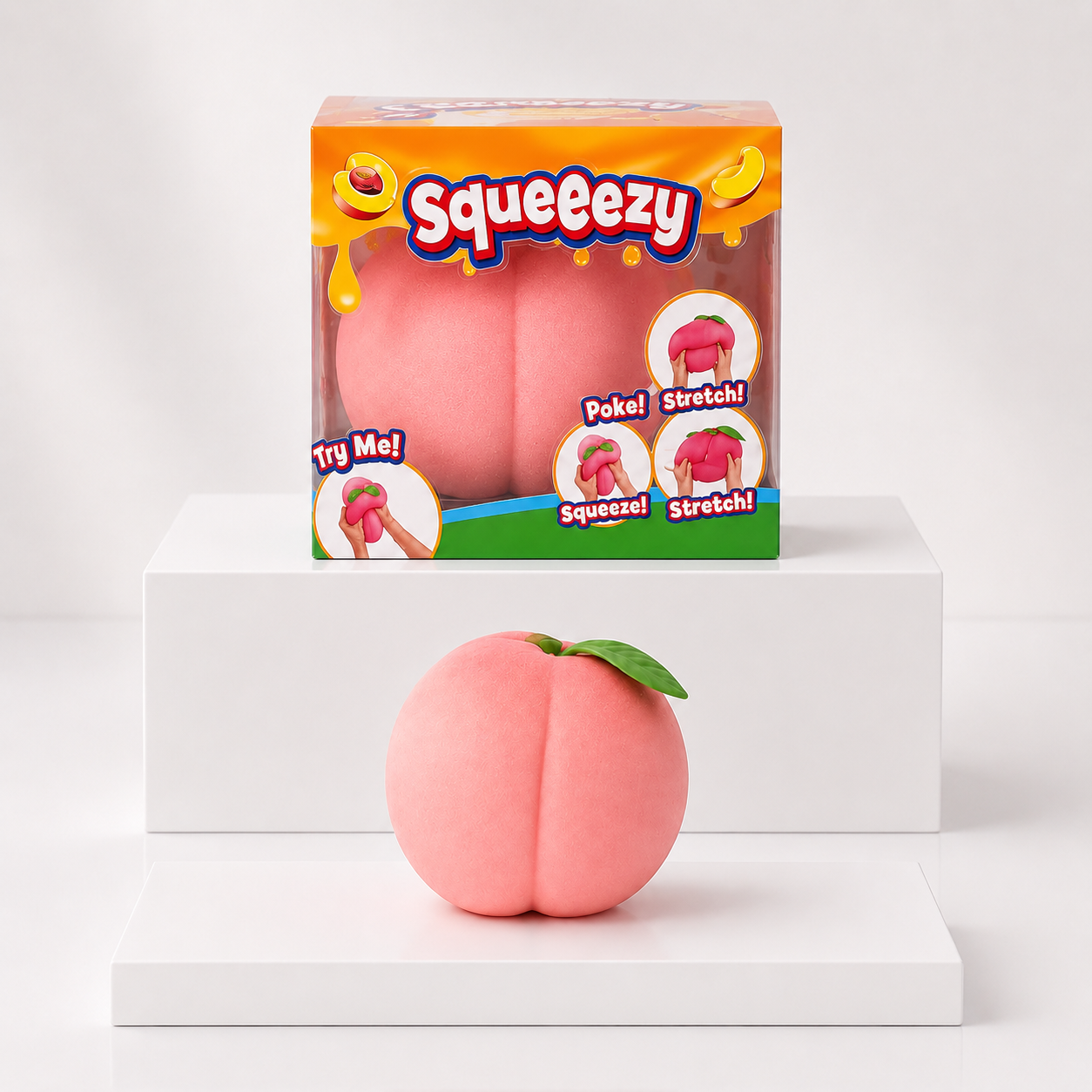Sunny Days Entertainment Squeeezy Peach Sensory Fidget Toy – hero product view