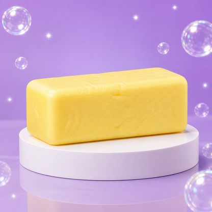 Sunny Days Entertainment Squeezeezy Butter sensory fidget toy on a Squish Planet purple display.