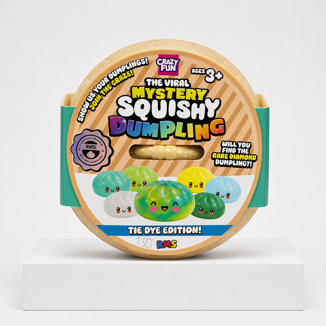 Crazy Fun Squishy Bun Rainbow Mystery Squishy "Dumpling" (Tie Dye Edition) Blind Box